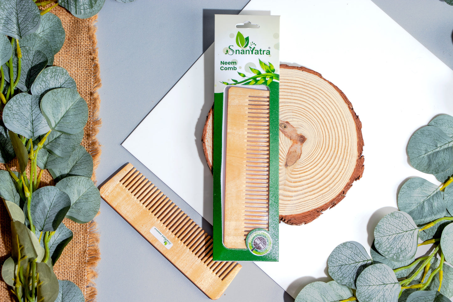 Kacchi Neem Wood Comb + Sheesham Wood Hair Comb  Combo 2