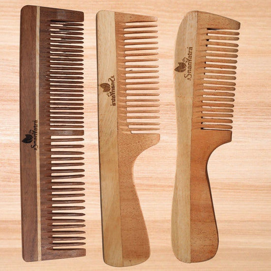 Kacchi Neem Wood Comb Combo