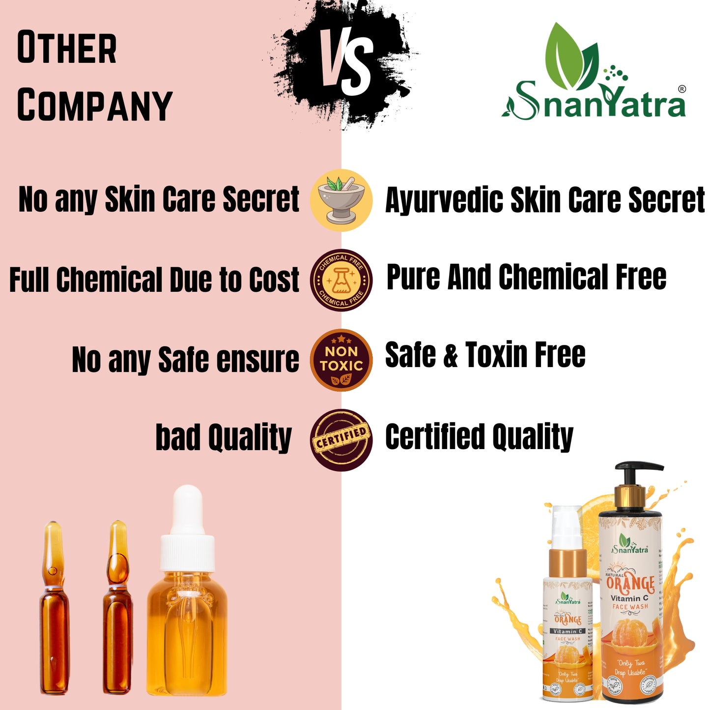 SnanYatra Vitamin C Ornage Face Wash Vs Others