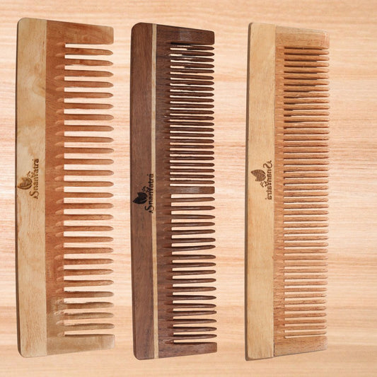 Kacchi Neem Wooden Comb Combo
