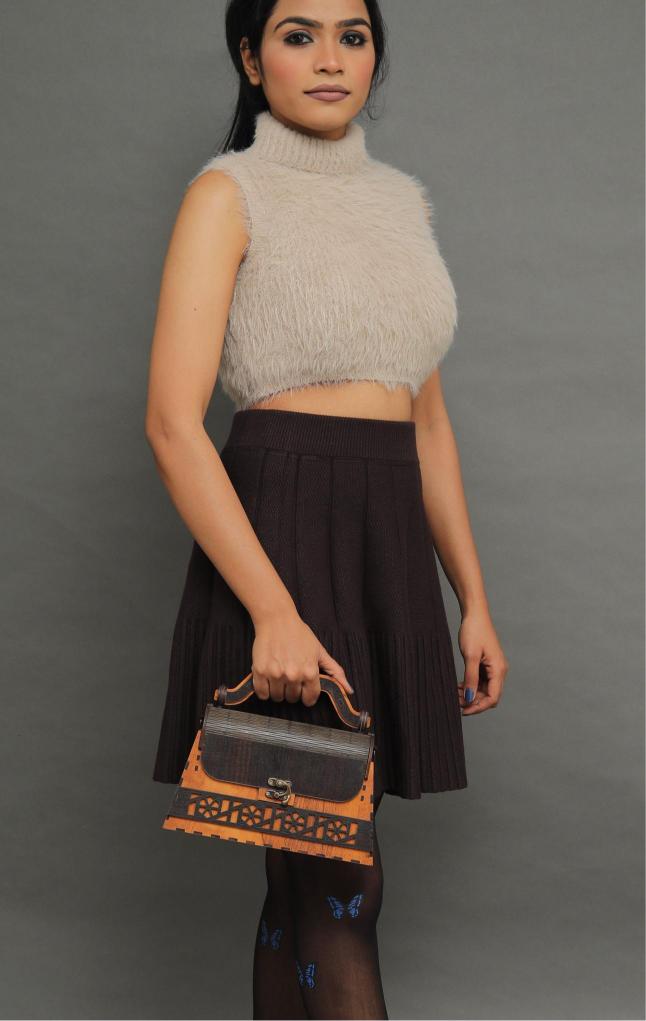 Office Casual Wooden Clutch